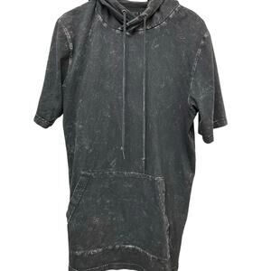 Ninth Hall Short Sleeve Hoodie Mens Small Charcoal Acid Wash Lightweight Skater